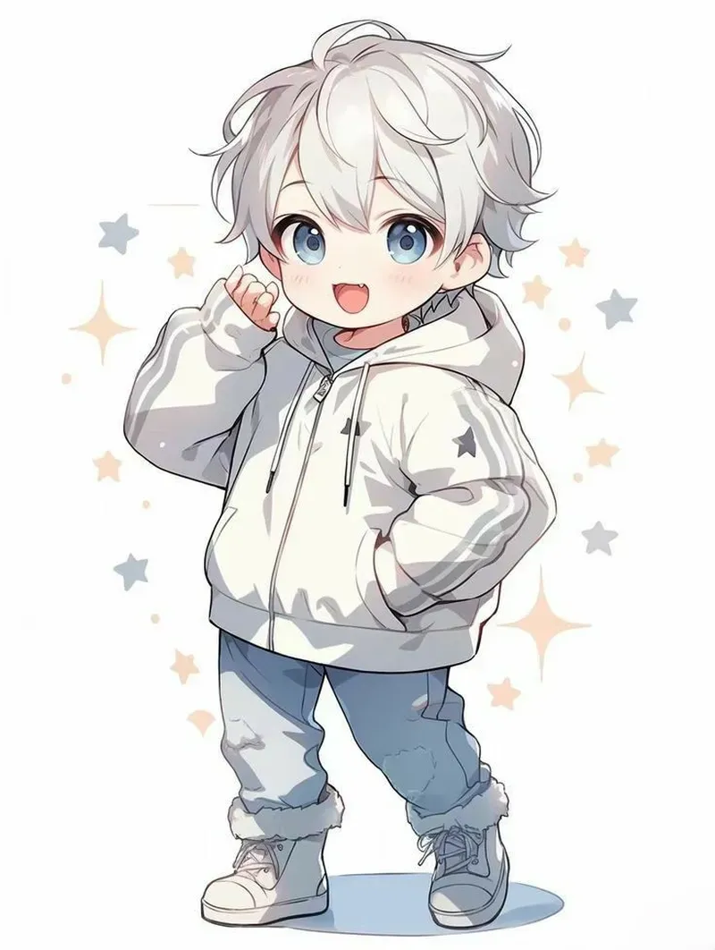 Ảnh anime cute chibi nam với nét vẽ mềm mại và tinh tế từng chi tiết