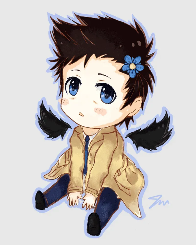 Ảnh nam chibi cute với đôi mắt long lanh và biểu cảm đáng yêu