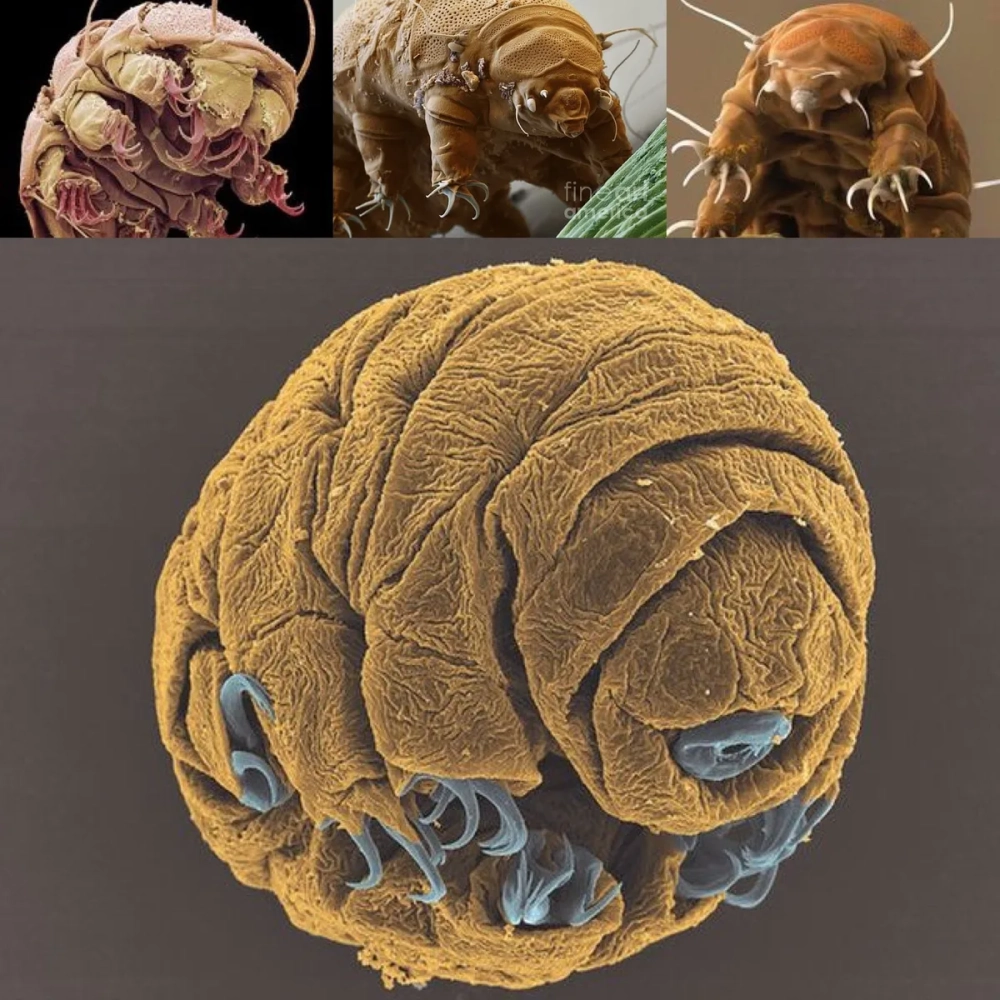 Kích thước của gấu nước so với hạt cát nhỏ