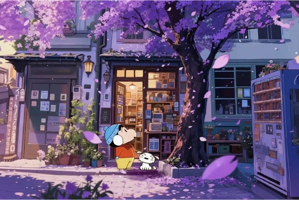 Ảnh anime màu tím cute thể hiện sự đáng yêu và nhí nhảnh