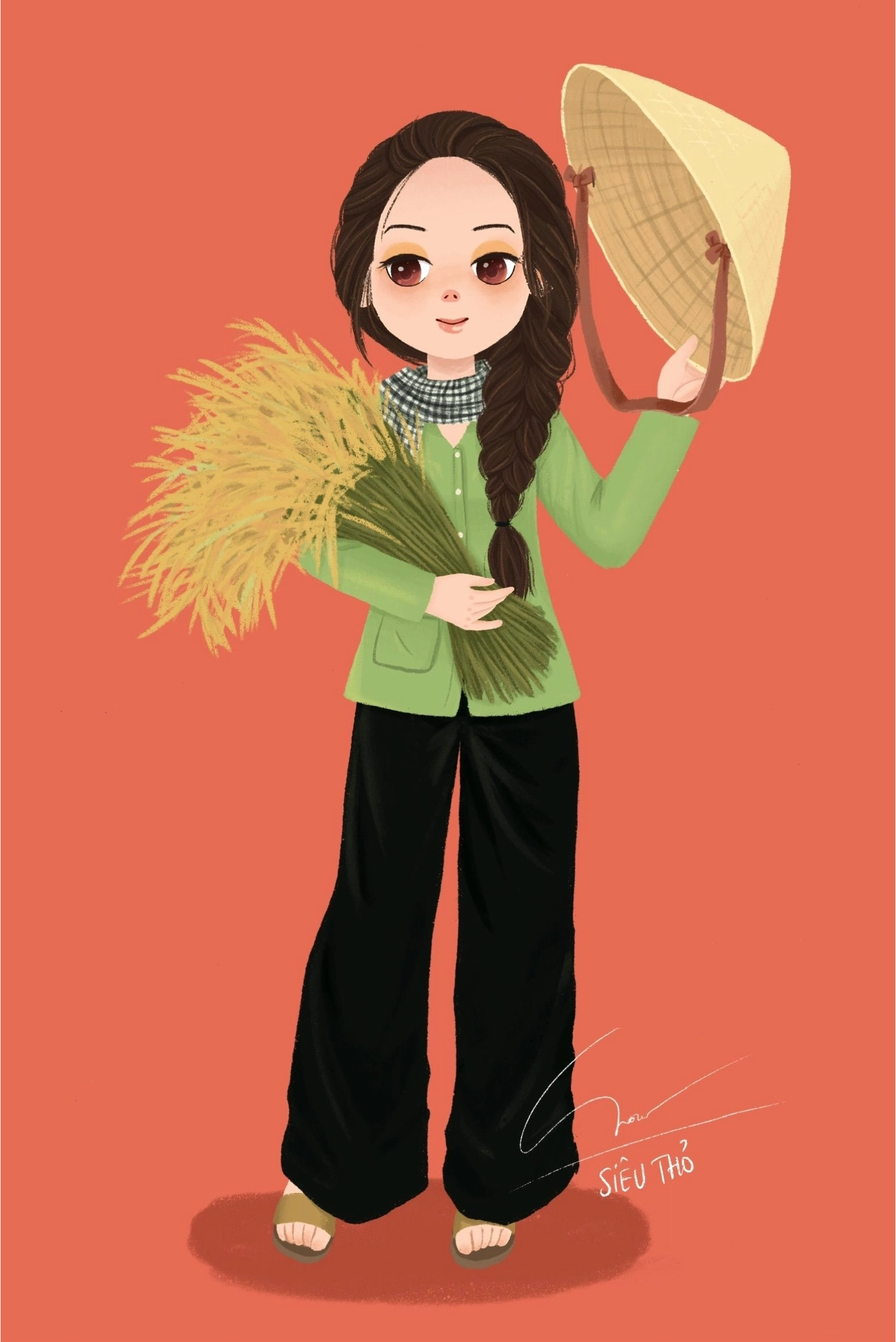 Áo bà ba vẽ chibi