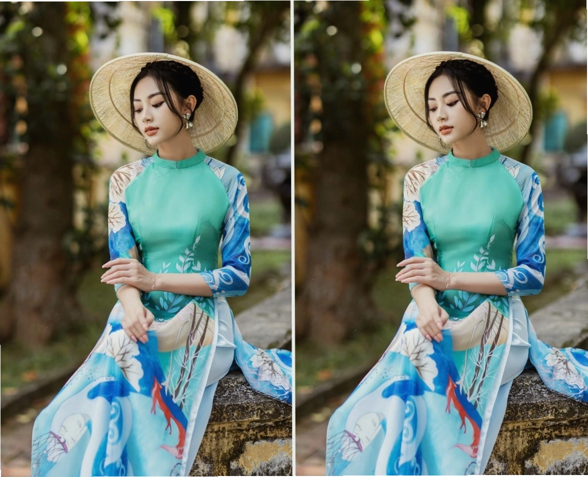 Áo dài họa tiết hoa văn rực rỡ, bắt mắt