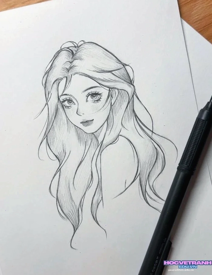 Avatar hình vẽ cô gái đẹp anime với đôi mắt to tròn long lanh