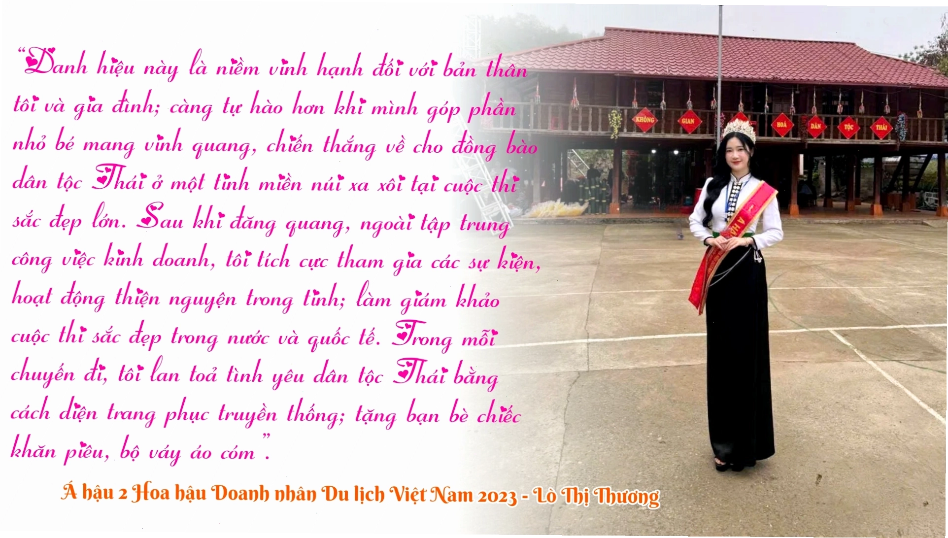 Cô gái Thái gánh lúa trên vai