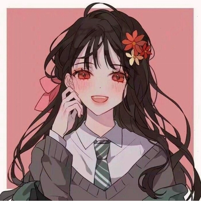 Cô gái với mái tóc tím phong cách anime