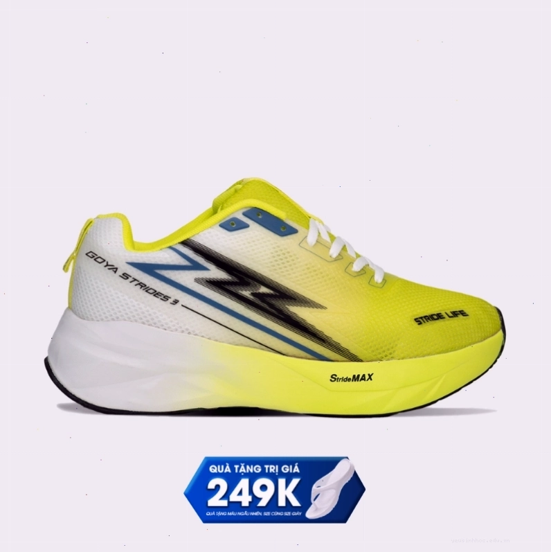 Giày chạy bộ Goya Strides 3 màu xanh neon nổi bật