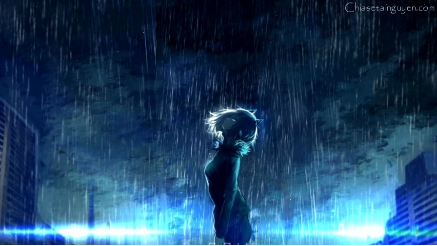 Hình ảnh anime cô gái khóc dưới mưa buồn