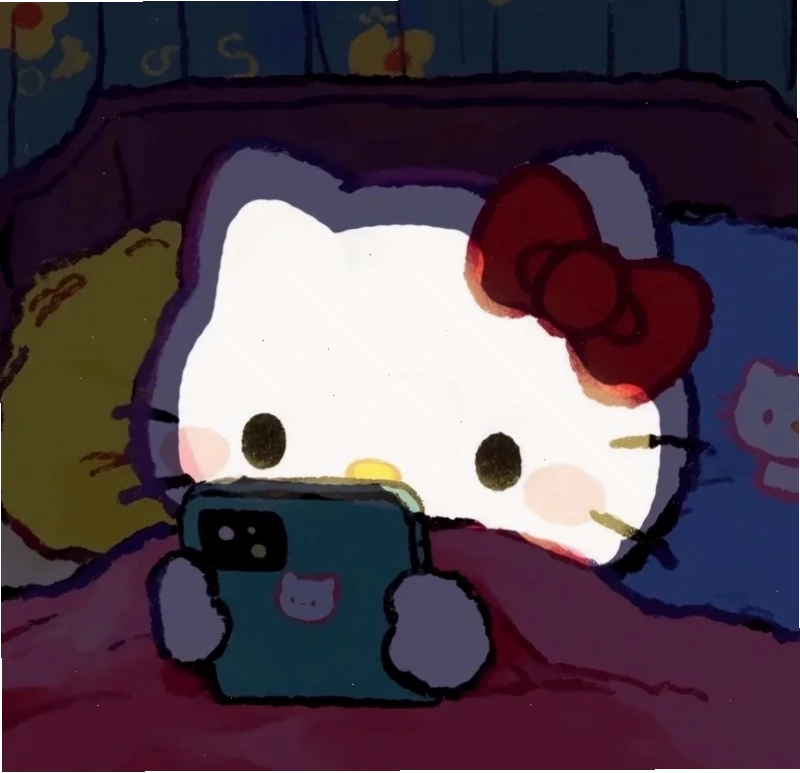 Hình ảnh Hello Kitty buồn bã trong đêm