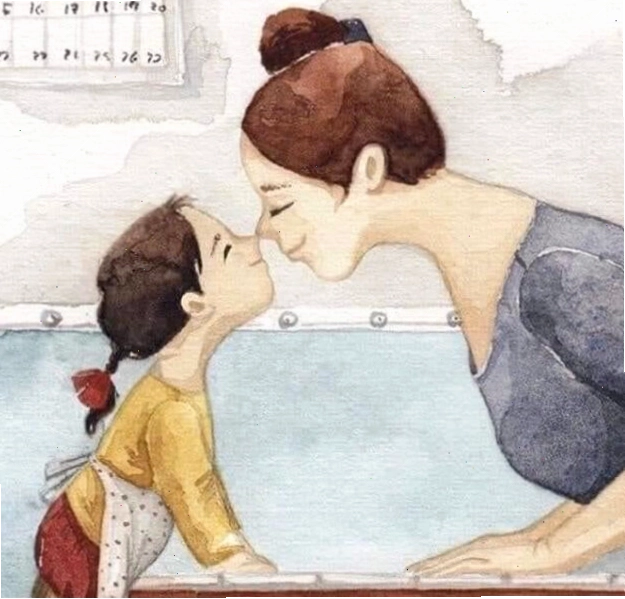 Hình ảnh mẹ và con gái nhỏ, tình cảm chân thành