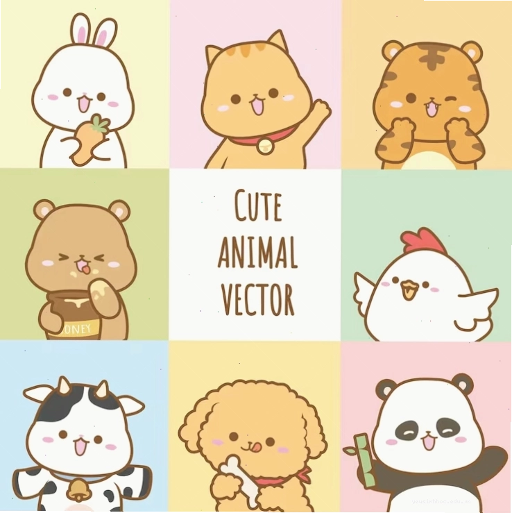 Hình ảnh minh họa các loài động vật dễ thương và ngầu như hổ, mèo, chó