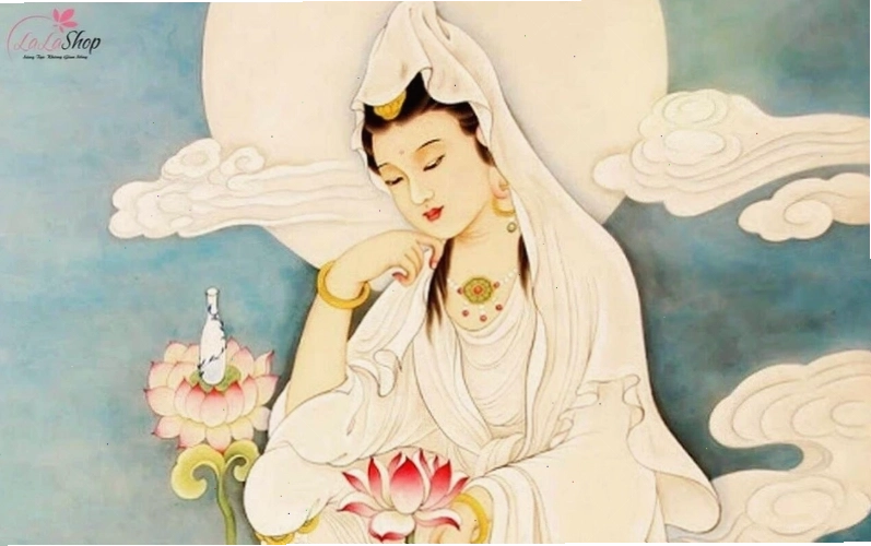 Hình ảnh Phật Quan Thế Âm Bồ Tát từ bi với ánh mắt hiền hậu