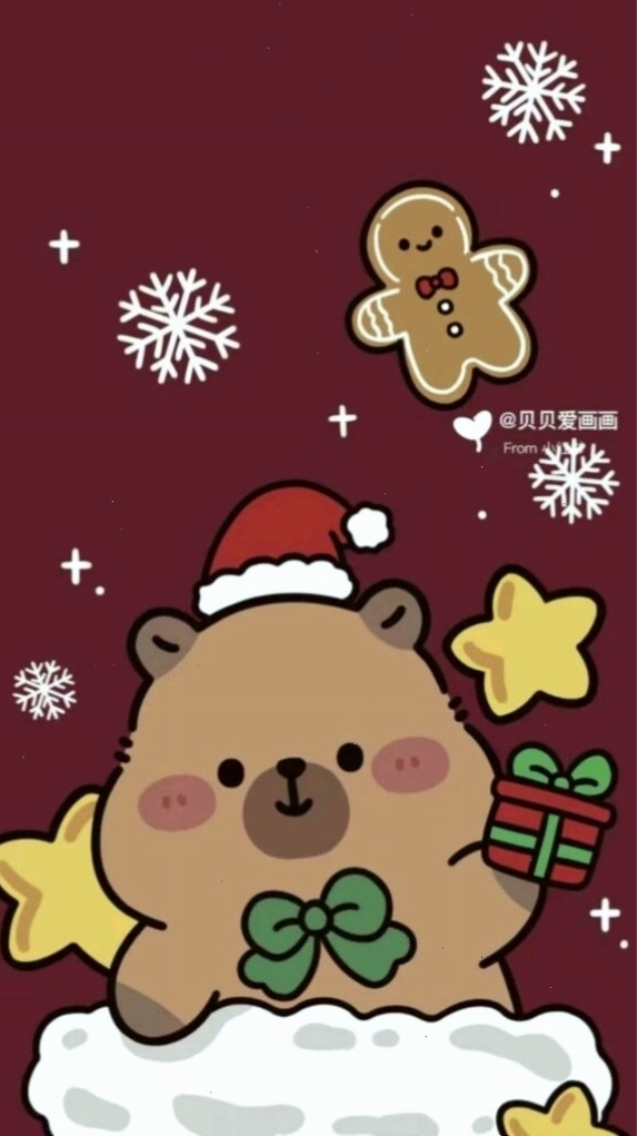 Hình nền Capybara Noel dễ thương