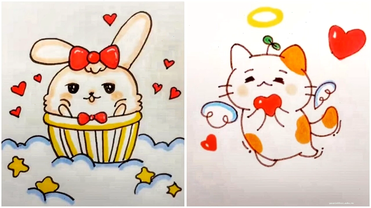 Hình vẽ bé gái đang chơi đùa cùng búp bê