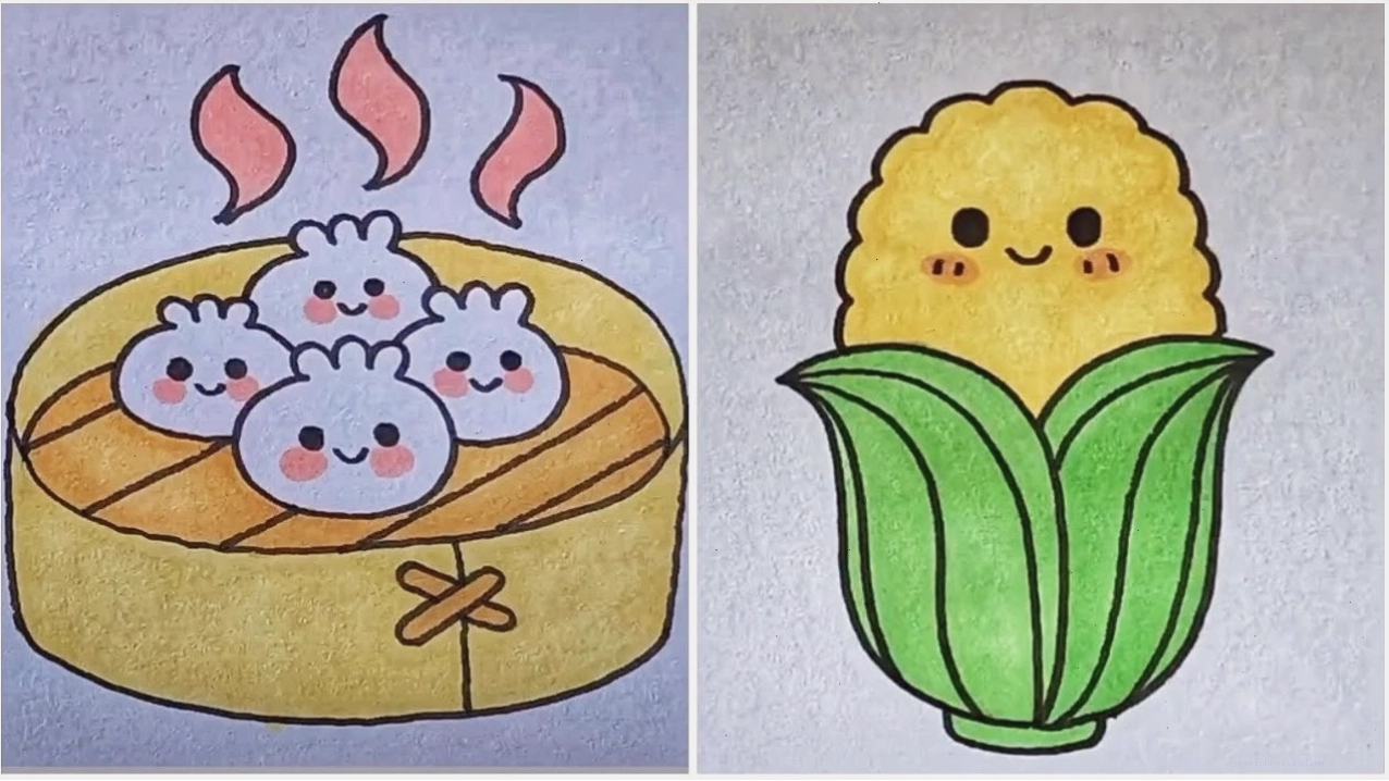 Hình vẽ bé gái đang chơi đùa vui vẻ với chú mèo