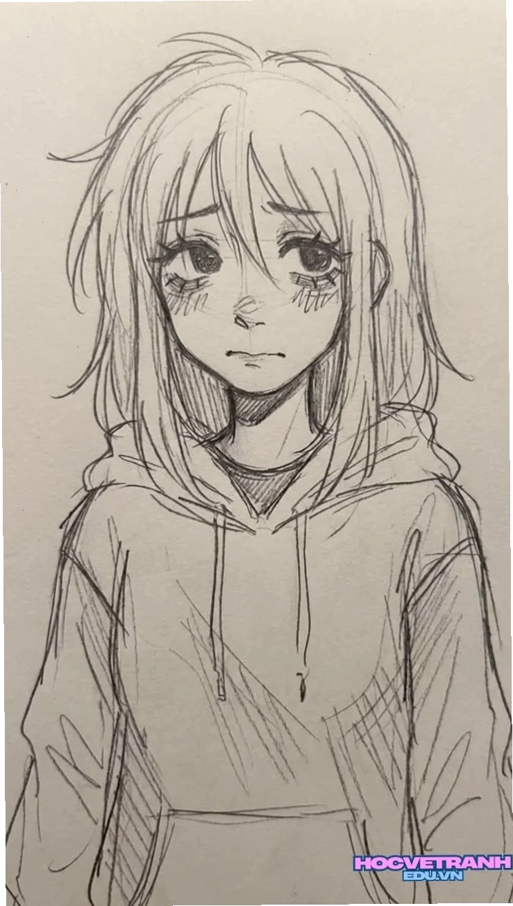 Hình vẽ cô gái phong cách anime với nắng vàng rực rỡ