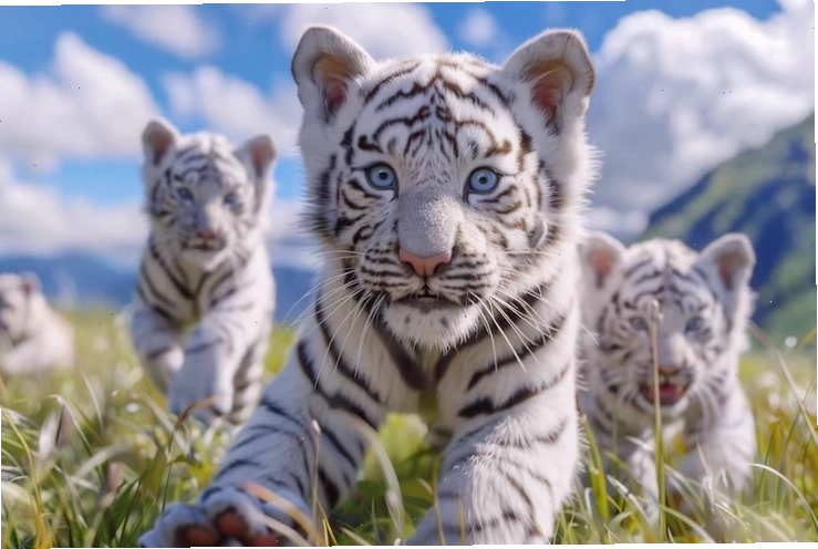Hổ Bengal trắng uy dũng giữa khung cảnh thiên nhiên hoang dã