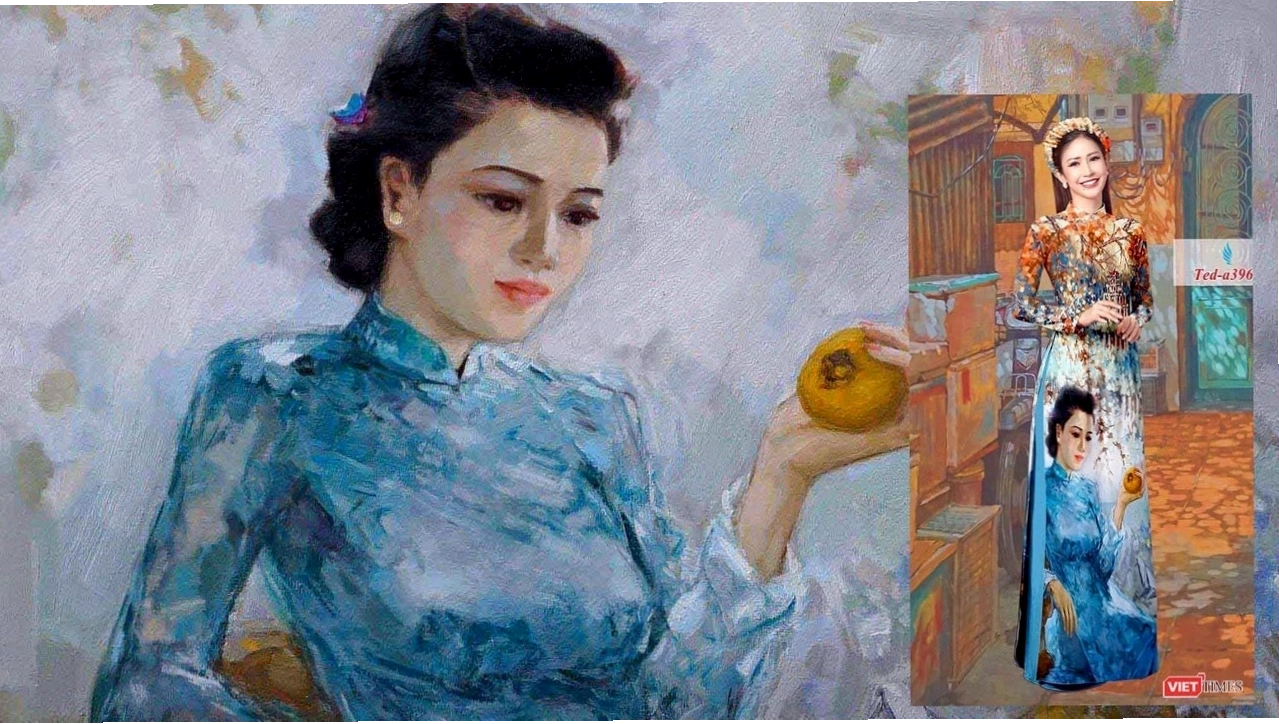 In tranh lên áo dài