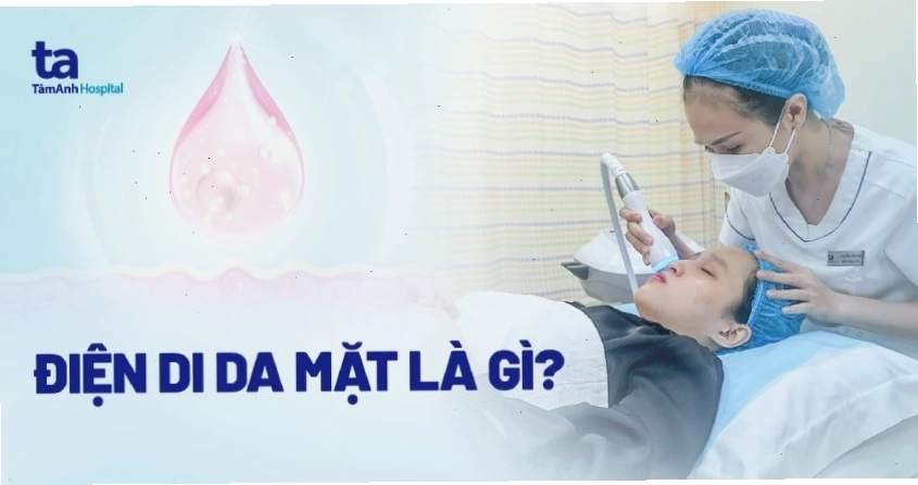 Minh họa quá trình điện di da mặt để đưa tinh chất vào da