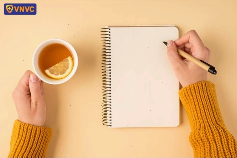 Một người đang viết nhật ký để giảm căng thẳng
