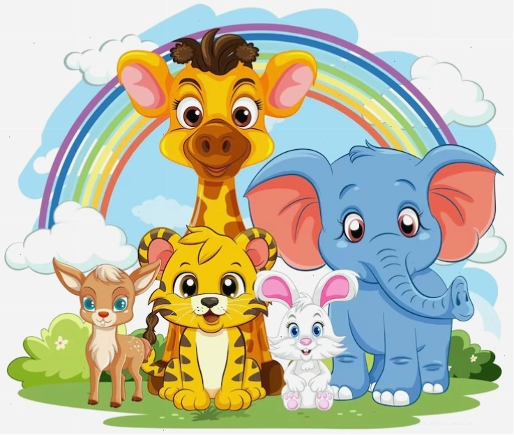 Nhân vật hoạt hình các loài động vật hoang dã dễ thương theo phong cách anime