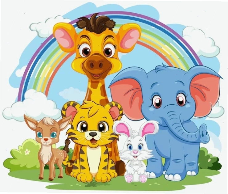 Nhân vật hoạt hình các loài động vật hoang dã dễ thương theo phong cách anime