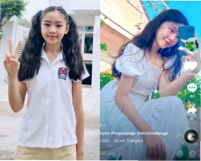 Nữ sinh với nụ cười rạng rỡ trong bộ đồng phục