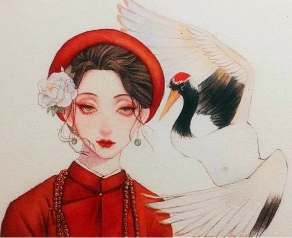 Phác thảo dáng áo dài trên khung xương nhân vật