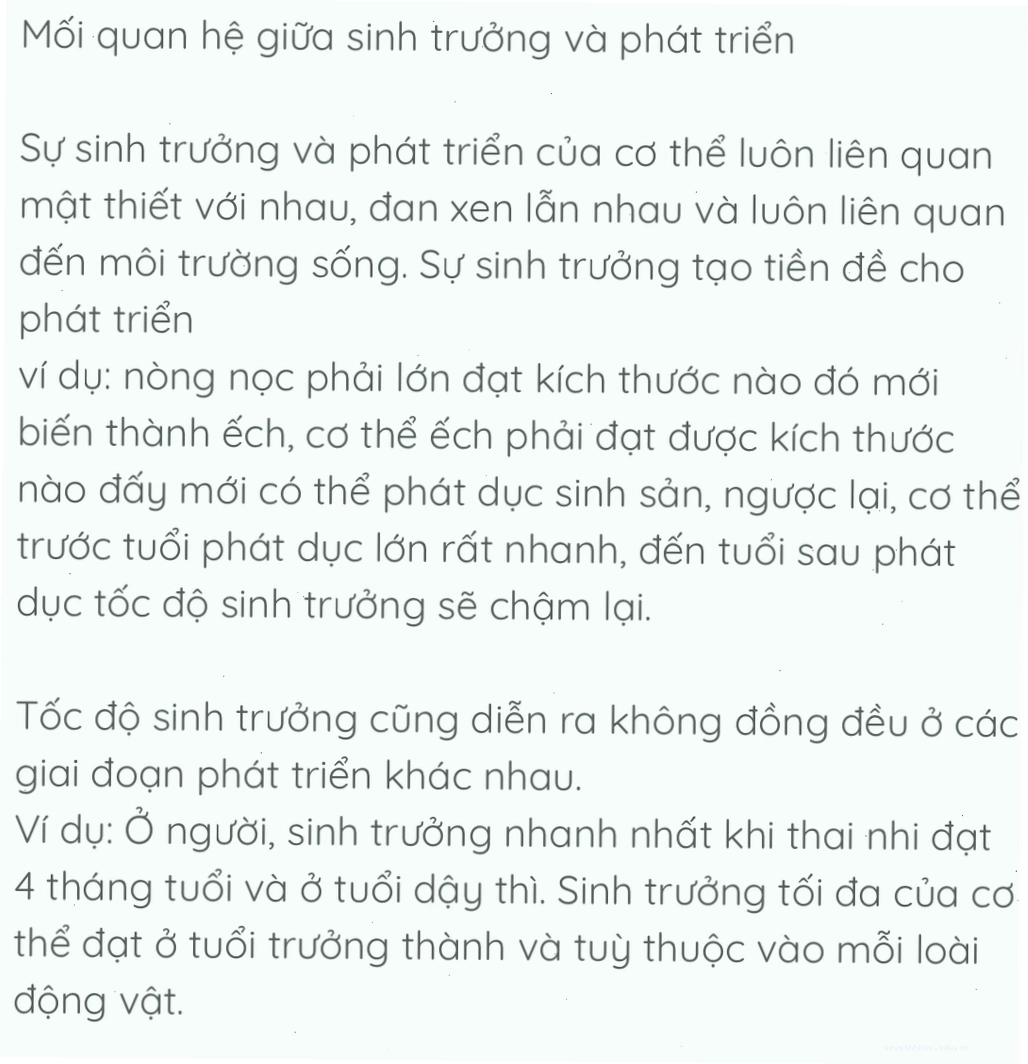 Quá trình sinh trưởng của thực vật gồm phân chia, lớn lên và biệt hóa tế bào