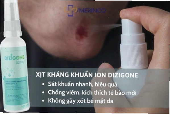 Sản phẩm xịt khử trùng Dizigone hỗ trợ làm sạch vết loét
