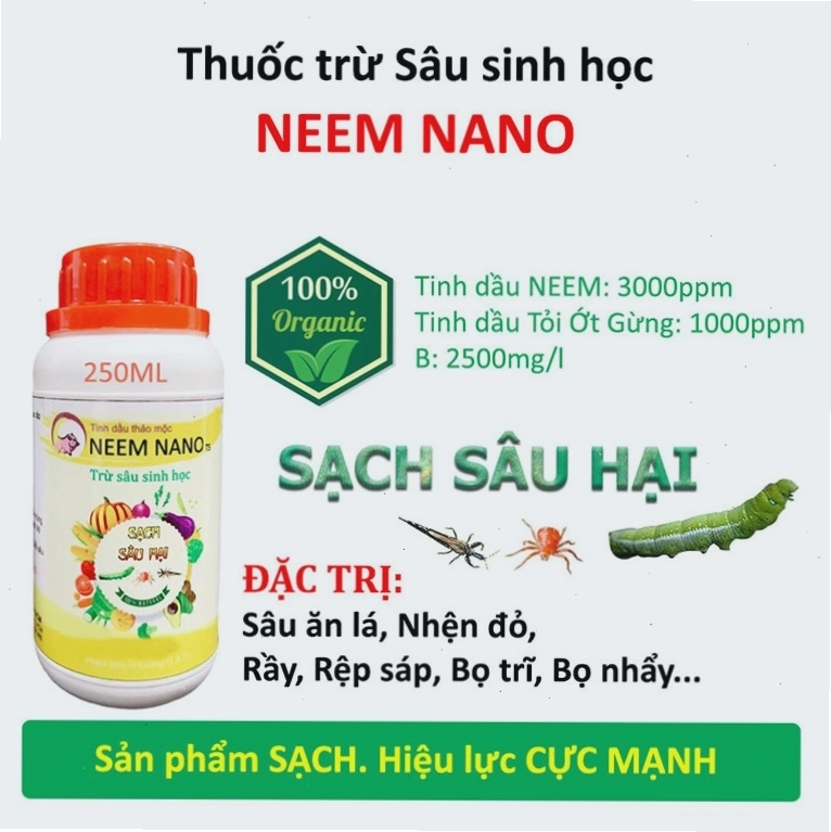 Sử dụng thuốc trừ sâu sinh học Neem Nano để bảo vệ cây trồng