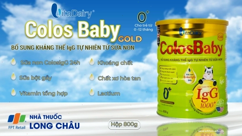 Sữa bổ sung kháng thể IgG tự nhiên cho trẻ từ 0 - 12 tháng ColosIgG 24h Vitadairy Colosbaby Gold