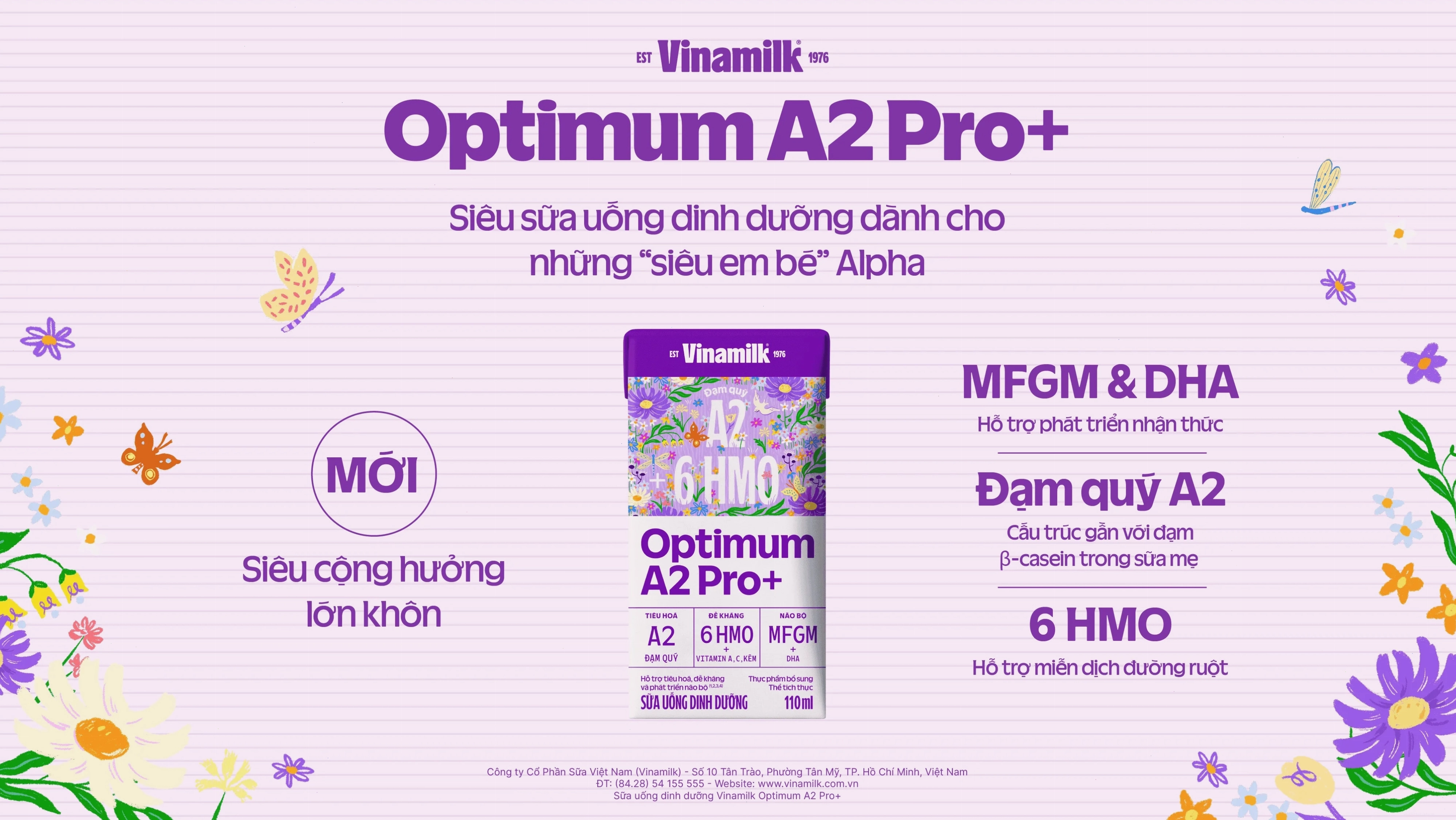 Sữa Vinamilk Optimum A2 Pro+ tăng cường sức đề kháng và hỗ trợ tiêu hóa