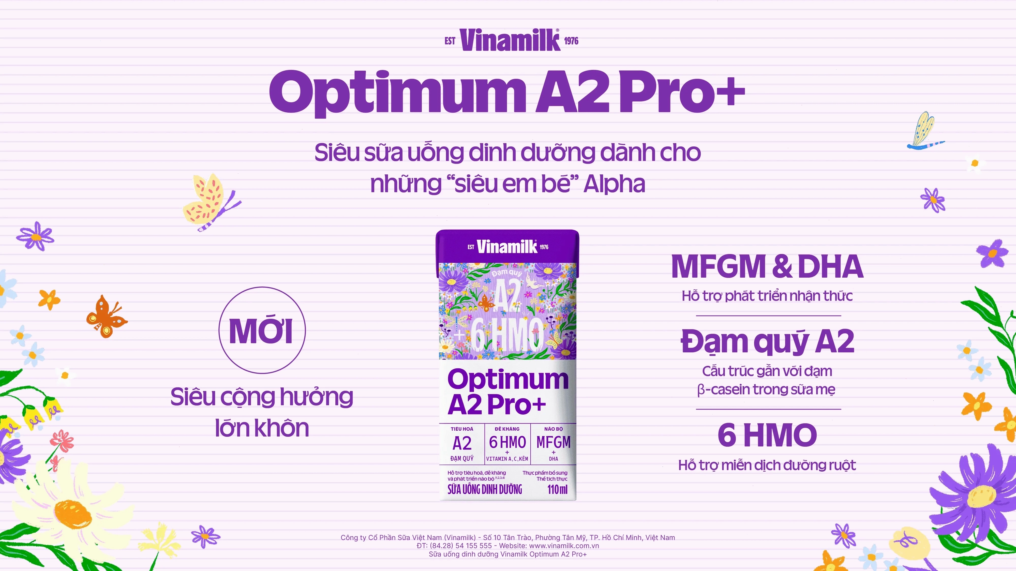Sữa Vinamilk Optimum A2 Pro+ với công nghệ Pure A2 Protein