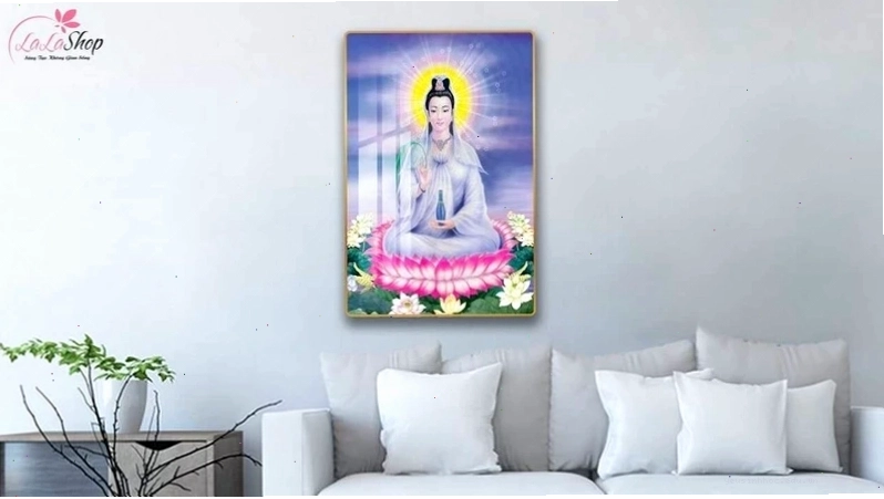 Tranh Quan Âm đẹp với tông màu trầm ấm