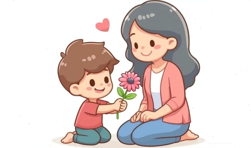 Tranh vẽ chủ đề mẹ và bé trai