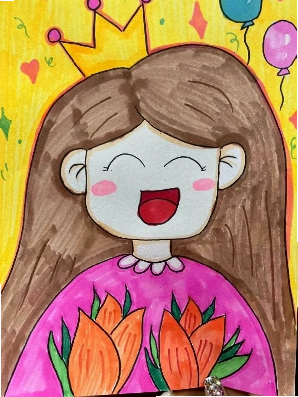 Tranh vẽ mẹ và con gái phong cách Anime
