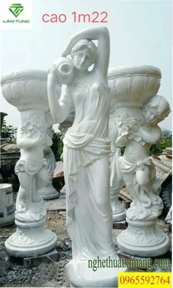 Tượng cô gái đổ nước trang trí sân vườn