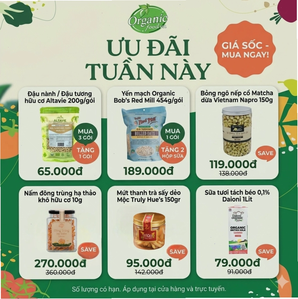 Ưu đãi đặc biệt cho thực phẩm hữu cơ và Non-GMO
