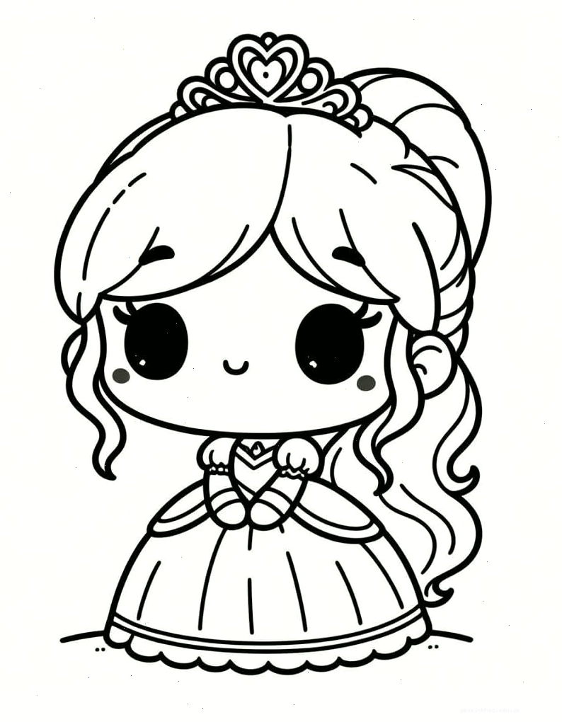 Công chúa chibi đơn giản với đường nét tinh tế
